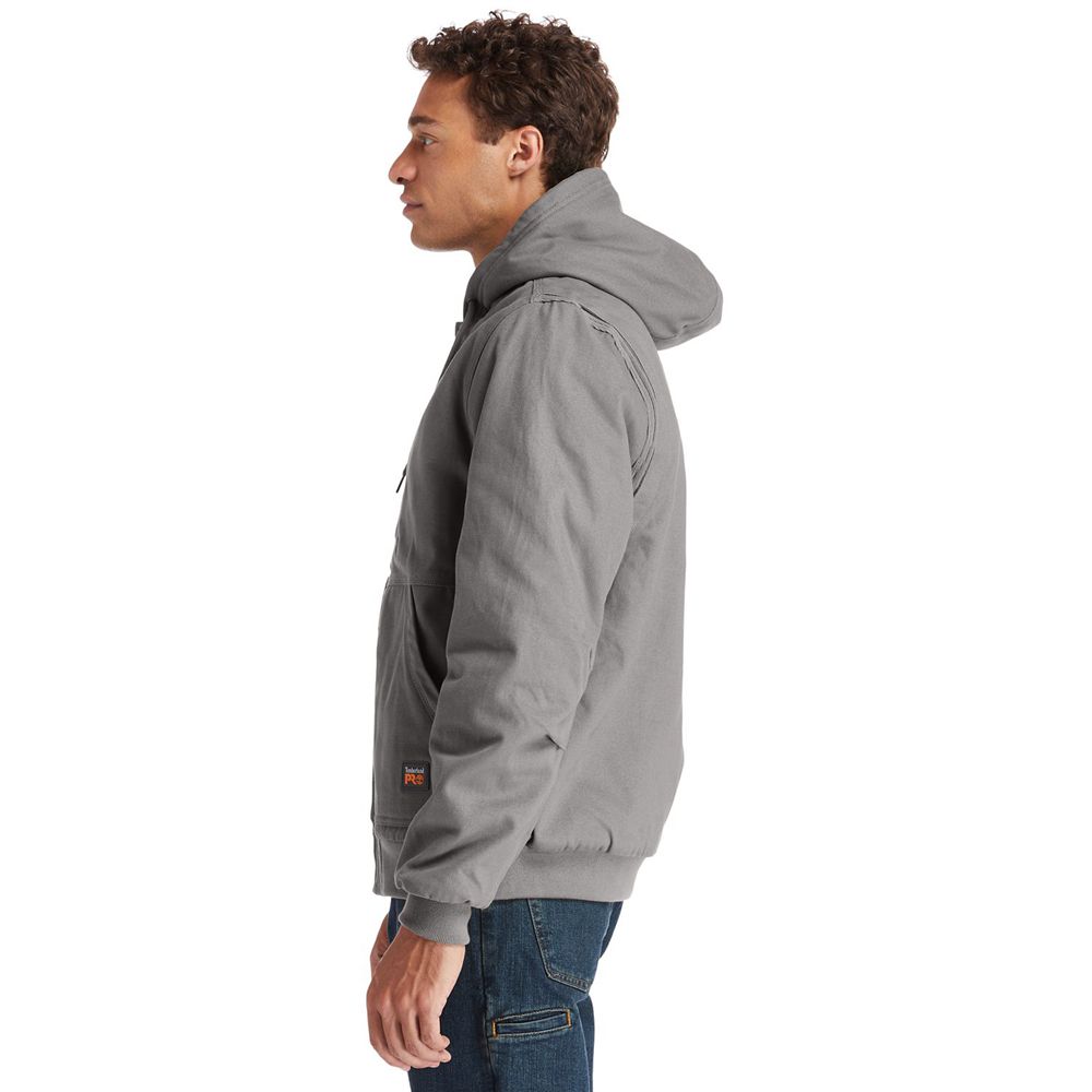 Timberland Mens Jackets PRO® Gritman Lined, Hooded Canvas - Dark Grey - India XA3612574